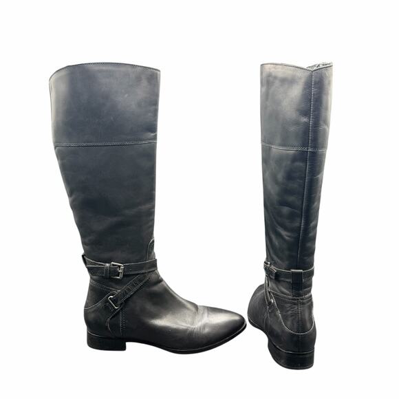 Clarks Black Leather Riding Boots Women’s 8.5M Knee High Zip Equestrian - Picture 1 of 15